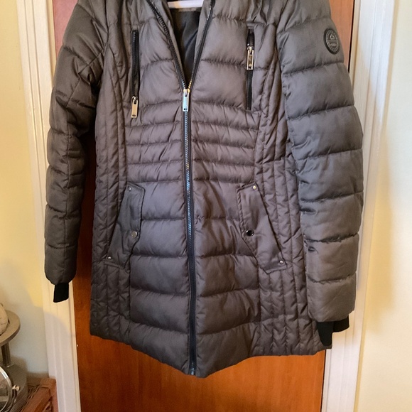 Halifax HFX Women’s Gray Puffer Coat Removable Hood with Faux Fur Sz M - Picture 4 of 13